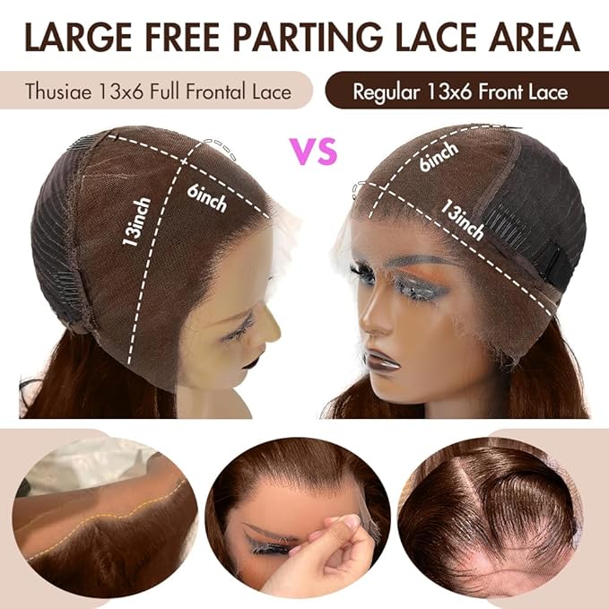 250 Density SKINLIKE HD Lace Wig Human Hair 13x6 15A Chocolate Brown Human Hair Wigs Invisible 0.1mm Ultra-thin Frayed Ends Full Cuticle Aligned Virgin Hair Lace Frontal Wig 26 Inch