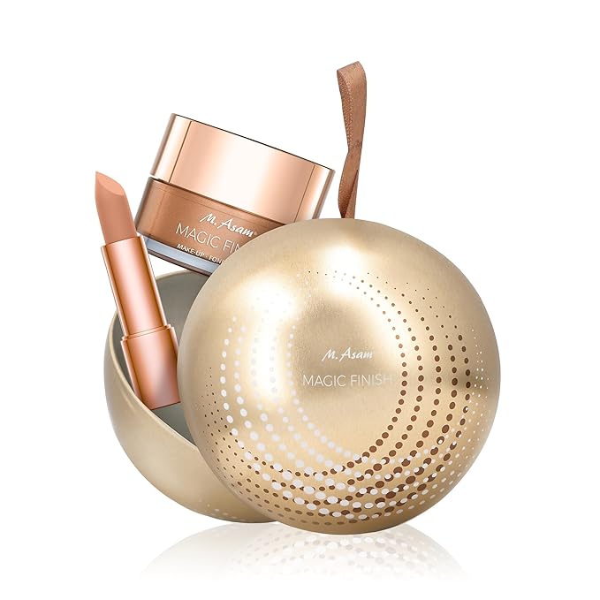 M. Asam MAGIC FINISH Duo Set – Make-Up Mousse (1.01 Fl Oz) & Lipstick Hazelnut Heaven (0.14 Oz), 4in1 Primer, Foundation, Concealer and Powder & Satin Lipstick in creamy-nutty Nude Shade