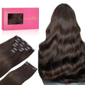 WENNALIFE Clip in Hair Extensions, 18 Inch 150g 9pcs Real Human Hair, Light Dark Brown Remy Hair Extensions Clip Ins Double Weft
