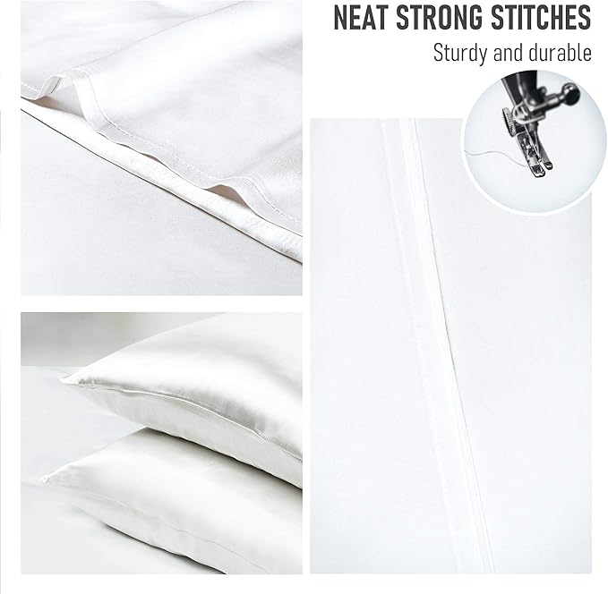 Tyfitb Satin Pillowcase Set for Hair & Skin Care – Cooling, Hypoallergenic, Anti-Frizz, Wrinkle-Free – Soft, Luxurious Pillowcases with Envelope Closure – 2-Pack, Standard Size 20x26, Gift-Ready