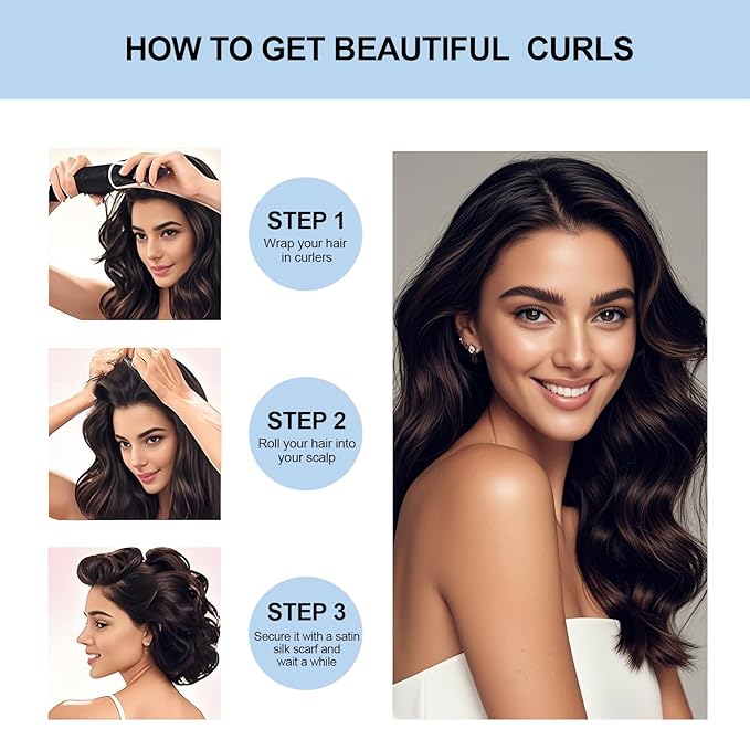 Togayu Heatless Curls Overnight Set - Jumbo Overnight Hair Curlers to Sleep In, Soft Velvet Hair Rollers for Women, No Damage Curls Styling Tools 3pcs