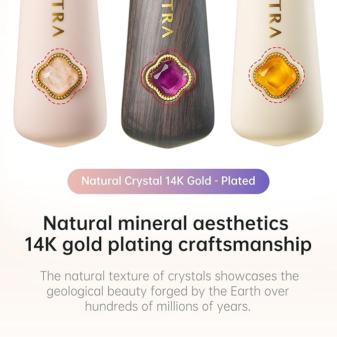 Simetra Detangler Hair Brush for Woman and Men, Holiday Present - Original Detangling Brush for Curly Hair/Wet & Dry Hair, Natural Boar Bristles Hairbrush - Natural Crystal Inlay & 14K Gold Plating