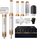 7 in ONE Hair Dryer Brush, Powerful Blow Dryer Brush with Air Curler for Hair, Brush Blow Dryer with Diffuser, Ionic Hot Air Brush Fast Dry, Volumize, Curls, Straight, Hair Styling Tools 100-120V