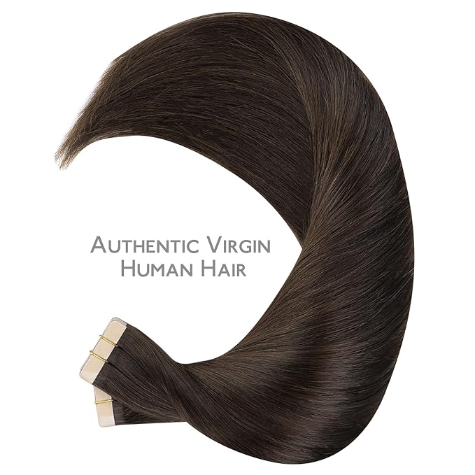 WENNALIFE Tape in Hair Extensions, 16 Inch Light Dark Brown Human Hair, 40pcs 100g Straight Invisible Real Hair Extensions