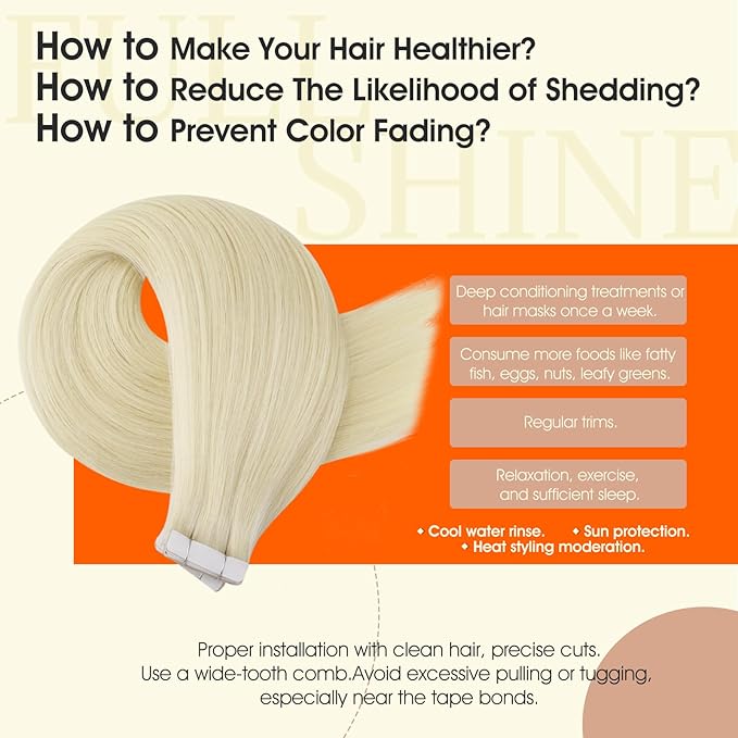 Full Shine Machine Remy Tape in Hair Extensions Color 60 Blonde Injection Tape in Human Hair Seamless Invisible Extensions 16Inch Straight Skin Weft 40Gram 20Pcs Soft