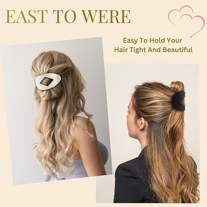 Ergonomic Flat Hair Claw for Women - Duckbill Hair Clips for Thick Hair,Non Slip Grip Hair Claw Clips for Girls Pack of 4