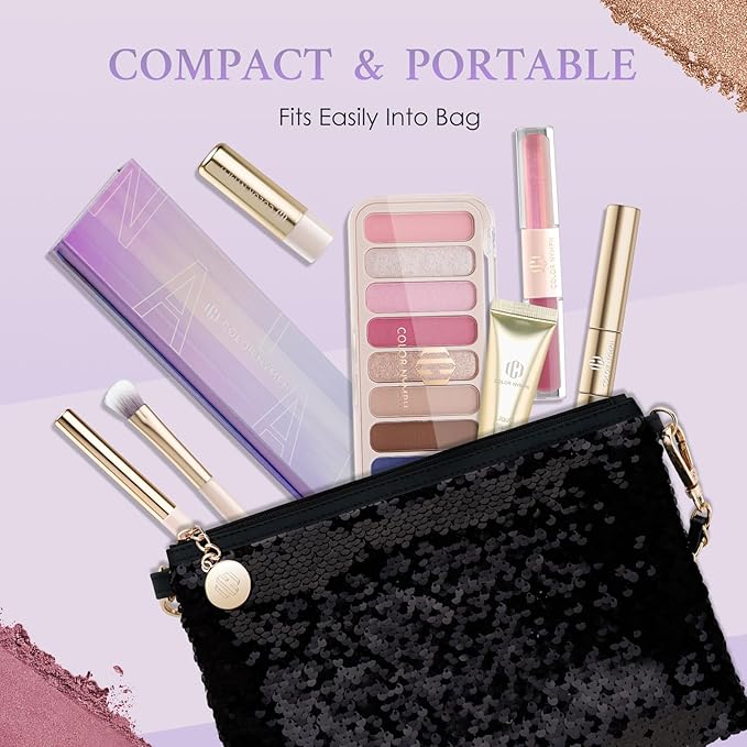 Color Nymph Contour Palette Eyeshadow Makeup Set For Teen Girl Included Highlighter, Blush, Bronzing, Contour Powder With Mirror For Beginners Cruelty Free And Hypoallergenic