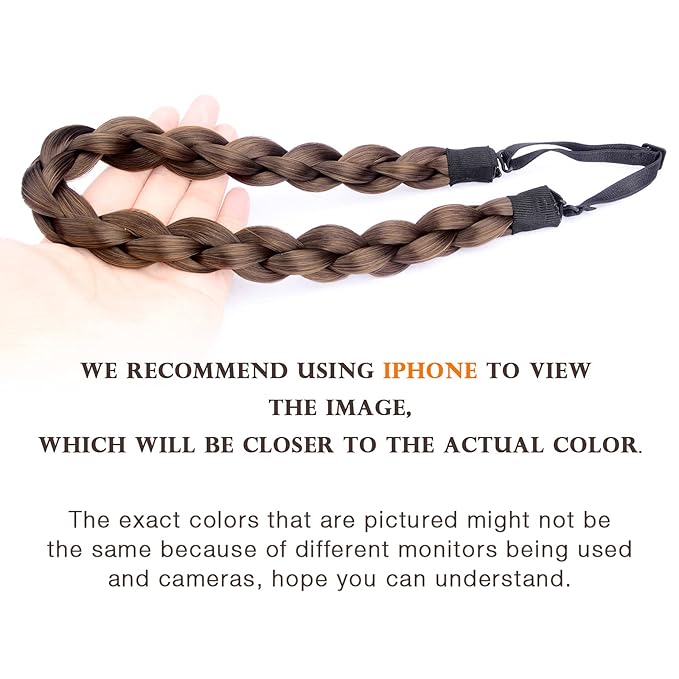 DIGUAN Chubby Narrow Synthetic Hair Braided Headband Classic Chunky Plaited Braids Elastic Stretch Hairpiece Women Girl Beauty accessory, 58g (Copper Brown)