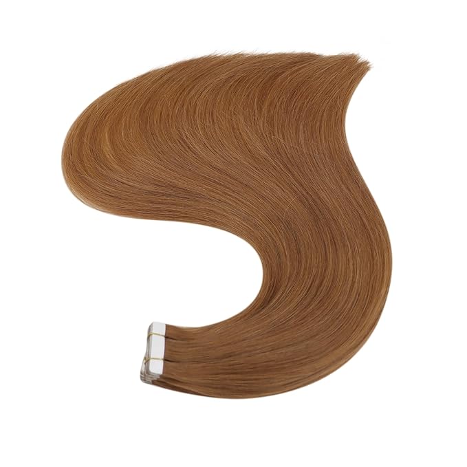 Full Shine Tape in Hair Extensions Human Hair Color 330 Auburn Tape ins Human Hair Extensions 10Inch Extensions 30G Invisible Human Hair Extension 20Pcs Straight Natural Hair for Women Add Volume