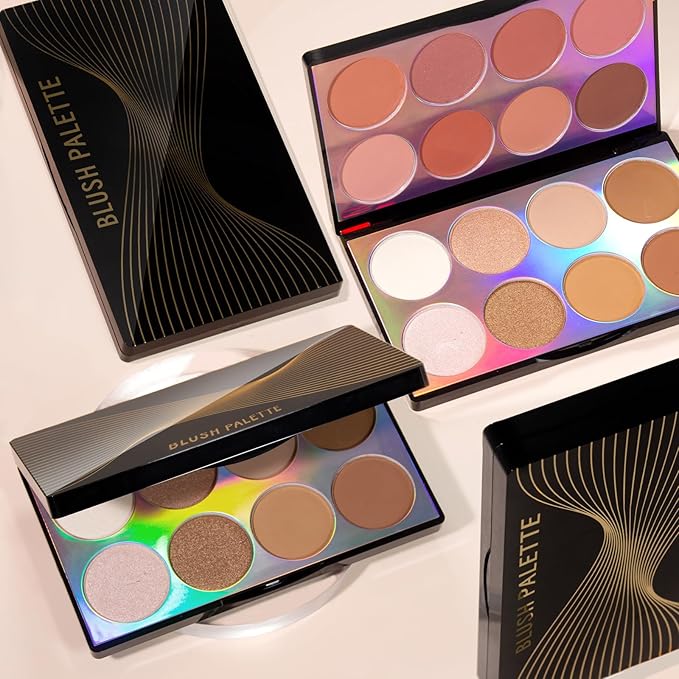 16 Colors Blush Contour Highlighter Makeup Palette with Brush, Matte Mineral Face Blush Powder for Cheek, Bright Shimmer Illuminator Bronzer Professional Facial Beauty Makeup Blushes Set