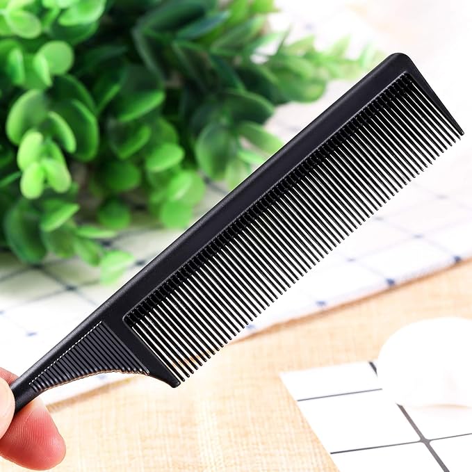 Leinuosen 3 Pack Rat Tail Combs Fine Tooth Parting Tip for Women Carbon Fiber Heat Resistant Anti Static Teasing for Back Combing Root Teasing Adding Volume Evening Styling(Black)