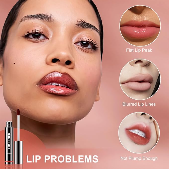 Lip Stain Peel Off, Lip Liner Moisturizing Long-Lasting & Waterproof, Transfer Proof & Plumping, Non-Stick Cup, Rose Color