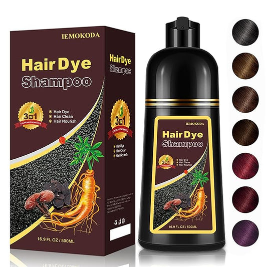 Dark Brown Hair Dye Shampoo for Gray Hair, 3-in-1 Color Shampoo Hair Dye for Women & Men, 100% Gray Hair Coverage, Instant Hair Coloring Shampoo in Minutes, Shampoo Tinte Para El Cabello, Easy to Use