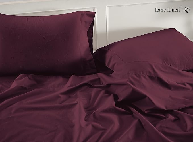 Lane Linen 100% Organic Cotton Pillow Cases Standard Size Set of 2 (20"x26") - Cotton Pillowcases Standard Size - Soft Standard Pillow Cases Set of 2 - Standard Pillowcase Pack of 2 - Windsor Wine