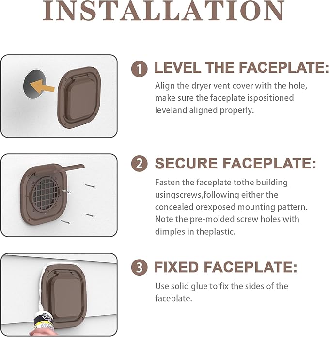 Dryer Vent Cover Outside 4 inch, Magnetic Door Design, Durable Airflow Vent with Lint Trap Screen, Thickened Material, 7 inch x 7 inch Size, Brown