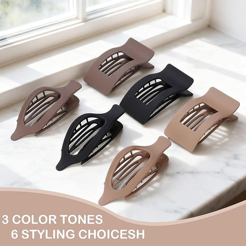 6 Pack Flat Hair Clips for Women Girls, French Flat Claw Clips for Think Hair Thin Hair with Strong Hold, Non-Slip, Matte Classic Barrettes for All Hair Styling