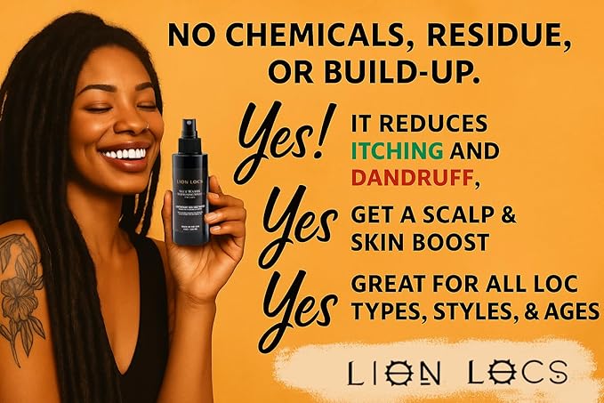 Lion Locs Starter Twist and Lock Spray for New Dreadlocks | Texturizes & Great for Styling - Vegan Sea Salt Mist with Essential Oils & Aloe (4oz)