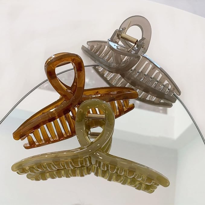 Big Hair Claw Clips for Women - 5.1 Jelly Clips, Larger Size for Long, Thick Hair, 4 Pcs