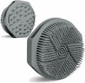 Silicone Body Scrubber as Stocking Stuffers, Dual-Sided Silicone Loofah for Shower, Exfoliating Body Brush Scrubber for Men and Women for All Skin, Scalp Massager Lather Well＆Easy to Clean (Gray)
