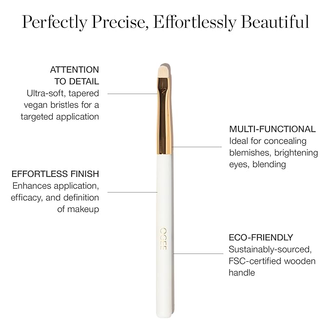 Ogee Precision Brush - Professional Quality, Ultra-Soft Tapered Vegan Bristles for Flawless Makeup Application