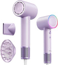 High-Speed Hair Dryer, 160,000 RPM Brushless Motor for Ultra-Fast Drying,500M Ionic Negative for Frizz Reduce, Low Noise Thermo-Control Blow Dryer with Diffuser for Curly Hair Women and Men,Purple