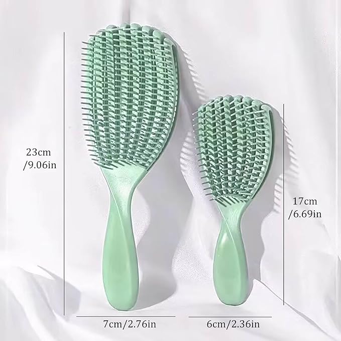 Hair Brush for Afro American/African Hair Textured Professional Curved Vented Brush Wet Dry Curly Hairbrush Detangling Massage Hairdressing Comb (Green, Small)
