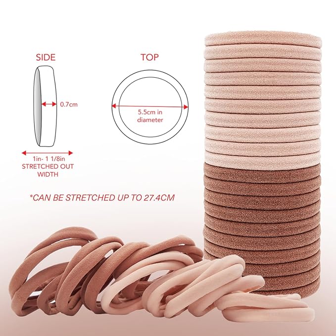 Kitsch Hair Ties No Damage - Strong, Stretchy & Snag-Free Hair Bands | Soft Nylon Ponytail Holders, Stylish Elastics for Everyday Hairstyles | Ideal Gifts for Women - Blush, 20pcs