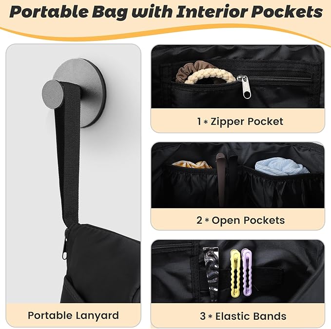 Hot Hair Tools Travel Bag with Removable Heat Resistant Mat 2 in 1 Portable Hair Tool Organizer Bags for Hair Straighteners Curling Irons Hot Air Brushes Hair Dryer Women Travel Essentials (Black)