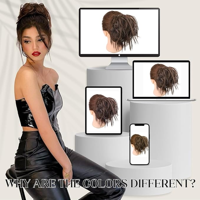 HMD Tousled Updo Messy Bun Hair Piece Hair Extension Ponytail With Elastic Rubber Band Updo Bun Synthetic Hairpieces for Women