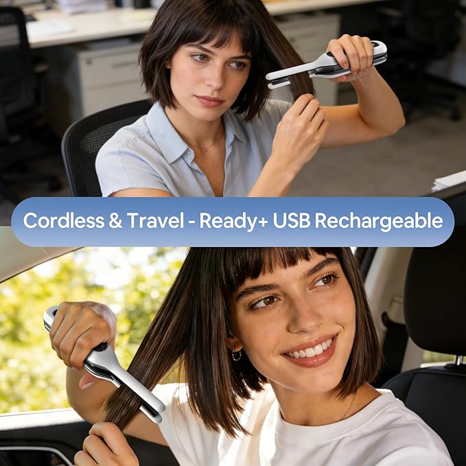 Sunmay Cordless Mini Flat Iron, 3/10" Pencil Hair Straightener for Short Hair, Pixie Cut & Bangs, Portable Dual Voltage Travel Curling Iron