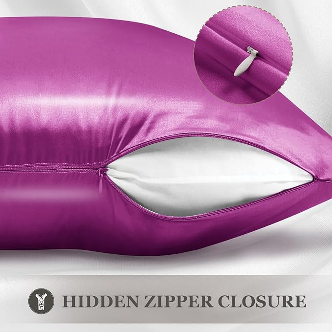 Adubor 100% Silk Pillowcase - Mulberry Silk Pillow Cases, 23 Momme 6A Grade Fibers, Silk Pillow Case for Hair and Skin Health, with Hidden Zipper (King 20''×36'', Dark Purple, 1PC)