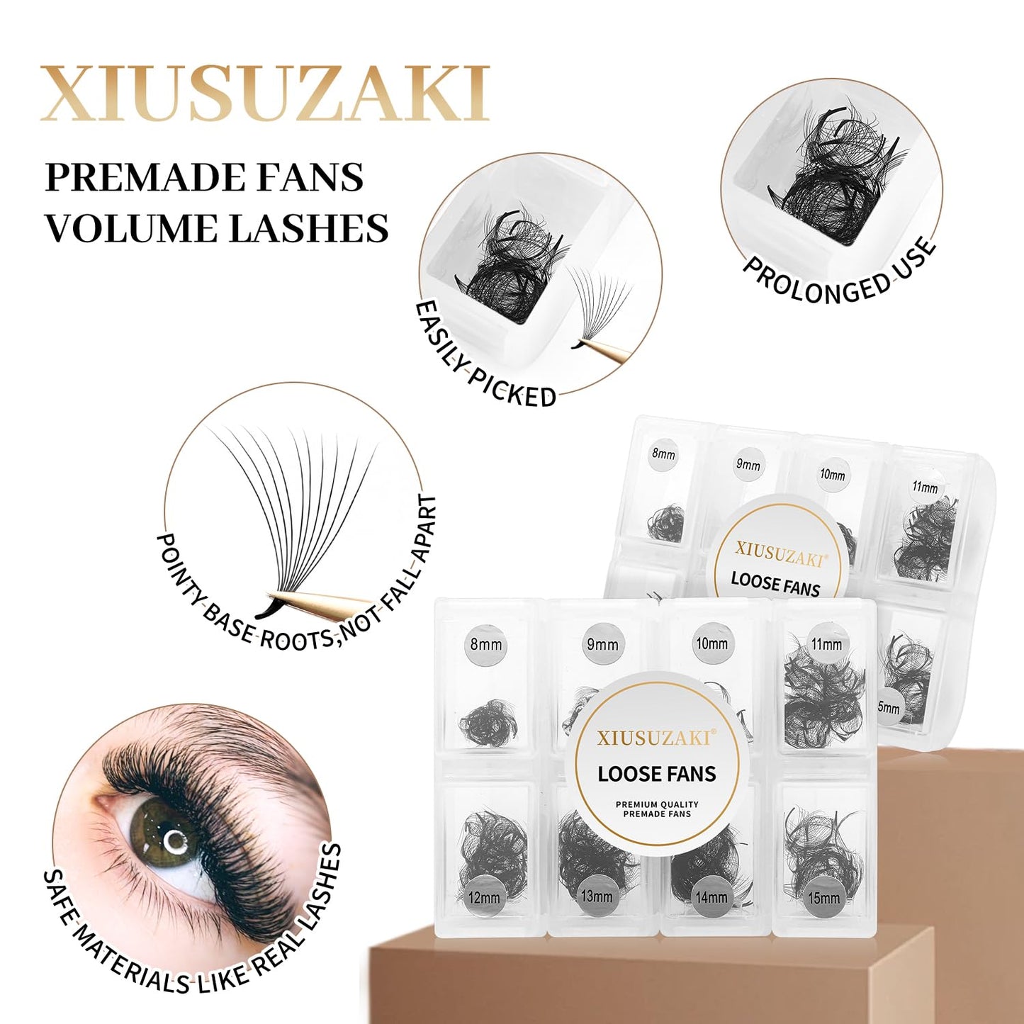 Premade Fans Eyelash Extensions 600 Fans 8D Premade Lash Fans Volume Lash Extensions 0.07 Thickness Eyelash Extension C Curl Mix 8-15mm Fluffy Soft Handmade Loose Fan(600Fans-8D-0.07-C,8-15mm)