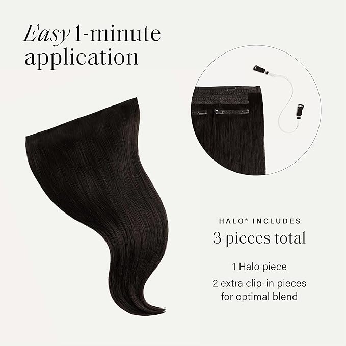 Luxy 100% Remy Human Hair – Halo Clip-In Hair Extensions –Natural Looking Volume & Length - One-Piece - Easy 5-Min Application 150 grams 12" Mocha Brown Halo