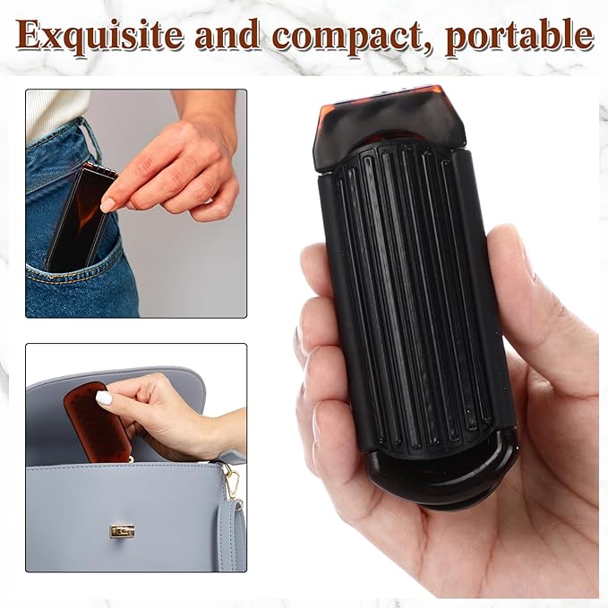 Nuenen 4 Pcs Folding Hair Brush with Mirror Portable Mini Hair Brush Small Compact Pocket Comb for Family Travel Car Gym Wig Bag Purse Gift Women (Tortoiseshell,Mixed Style)
