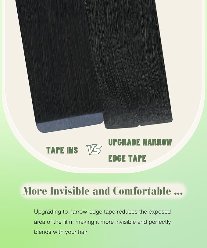 SURNEL Tape in Hair Extensions Color 1 Jet Black Hair Extensions Tape in Real Human Hair 20pcs 50g 14 inch(#1-14)