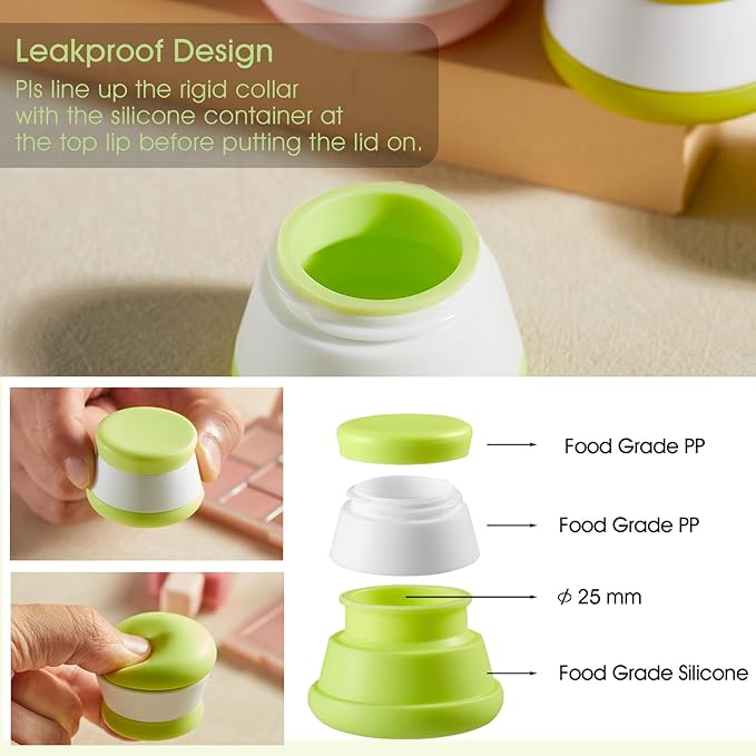 INSFIT Travel Containers for Toiletries, TSA Approved Silicone Cream Jars with Lids, BPA Free Travel Size Toiletries Leakproof Cruise Essentials for Cosmetic Cream Lotion