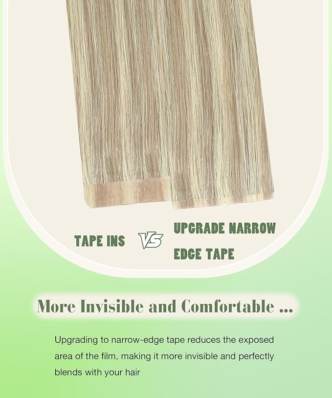 SURNEL Tape in Hair Extensions 22 inch Ash Blonde Highlight Bleach Blonde Tape in Human Hair Extensions 20pcs 50g(#18P613-22)