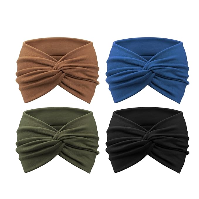 DRESHOW 4 Pack Turban Headbands for Women Wide Vintage Head Wraps Knotted Cute Hair Band Accessories