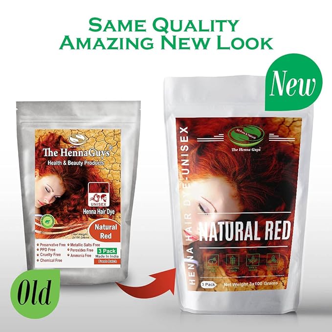 3 Packs Of Natural Red Henna Hair & Beard Color/Dye 100 Grams - Natural Hair Color, Plant-based Hair Dye - The Henna Guys