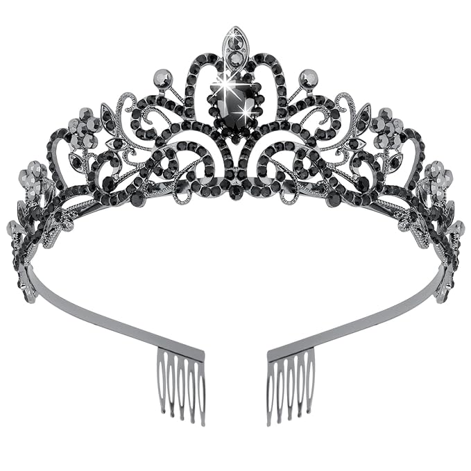 Didder Tiaras for Women, Black Crystal Crowns for Women Princess Crown Tiaras and Crowns for Women Girls Women's Headbands Halloween Christmas Bridal Wedding Prom Birthday Party Gift