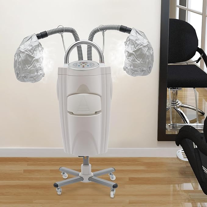 Professional Standing Hair Steamer Dryer, 700W Orbiting Rollerball Color Processor w/Rolling Base, Floor Hooded Treatment Machine for Home Hairdressing Salons