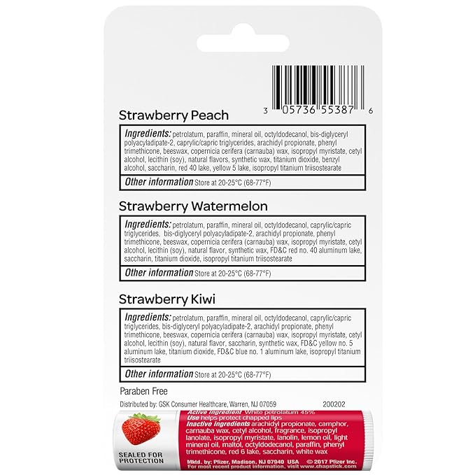 ChapStick Strawberry Lip Balm Bundle – Strawberry Remix 3-Pack + Original Strawberry 2-Pack, Lip Moisturizer, 0.15 Oz Ea (5 Piece Set)