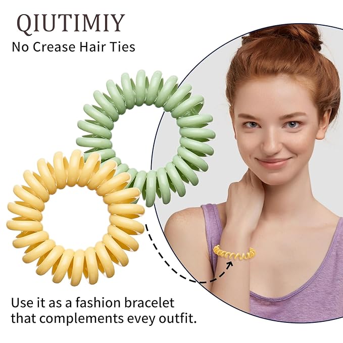 16Pcs Spiral Hair Ties, (Glossy Macaron&Dark) Hair Elastic Coils for Women and Girls, Waterproof Phone Cord Hair Scrunchies Accessories Bands for Ponytails and Updos