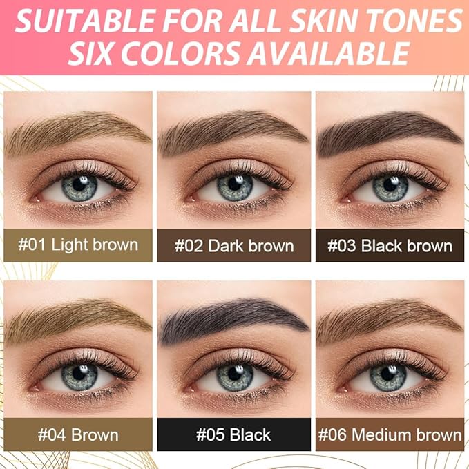 evpct 1Pcs Black Magic Microblading Eyebrow Contouring Pen Brow Pencil, with 4 Brush Micro-Fork-Tips Precise Applicator, with Dual-ended Eyebrow Brush, Hair Like Strokes, Natural Looking Brows