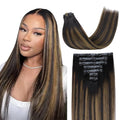 Lashey Seamless Clip in Hair Extensions Natural Black Mixed Chestnut Brown Real Human Hair 7pcs 110g 22 Inch Light Yaki Clip in Real Hair Extensions with Invisi Edge Soft Hair for Black Women
