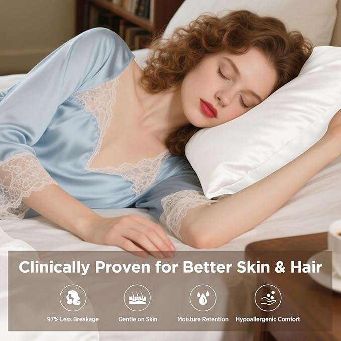 Utukky 100% Mulberry Silk Pillowcase 22 Momme - Ultra Premium 6A Grade Silk Pillow Case - Envelope Enclosure - Breathable Cooling Pillow Cover