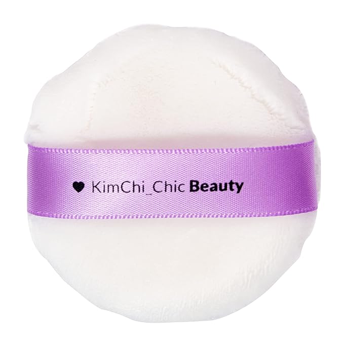 Kimchi Chic Beauty Puff Puff Pass Set and Bake Powder, Loose Face Powder with Extra Fluffy Setting Powder Puff, Soft Peach Face Makeup for Uneven Skin Tone, 04 Peachy