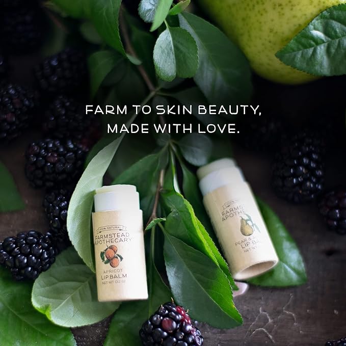 Farmstead Apothecary 100% Natural Lip Balm with Organic Beeswax, Organic Shea Butter & Organic Coconut Oil, Apricot 0.2oz (Pack of 2)