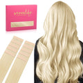 Wennalife Platinum Blonde Tape In Hair Extensions, 10pcs 25g 18 inch Remy Invisible Tape Ins Straight Soft Real Human Hair Tape In Extensions Refill Set Extensions
