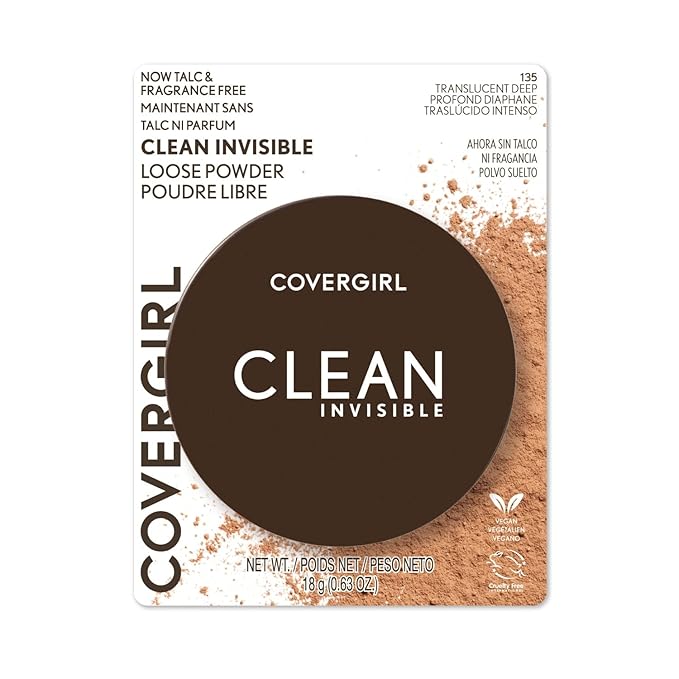CoverGirl Clean Invisible Loose Powder Vegan Formula Translucent Deep & Medium Warm Setting Powder, 20g (0.7 oz) 2-Pack